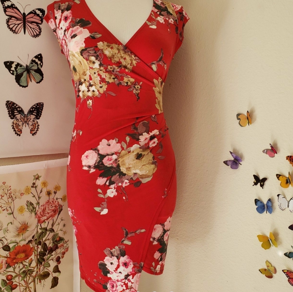 Red floral dress